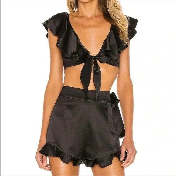 WeWoreWhat satin ruffle crop top - Picture 3 of 13